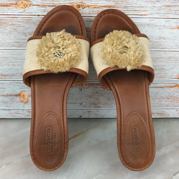 Coach Jazmin Wedge Sandals in Cream Canvas, Brown Leather & Cork - Picture 7 of 11